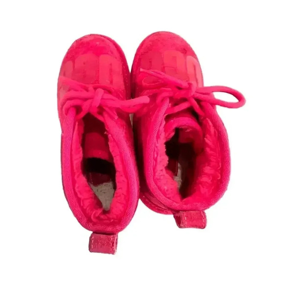 UGG PINK BOOTIES LACE UP FUZZY LINED WOMENS SIZE 3 - Picture 6 of 8